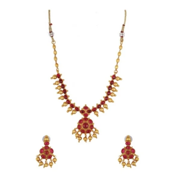Women's Elegent And Stylish Kampu Necklace Set (Red, Free Size)