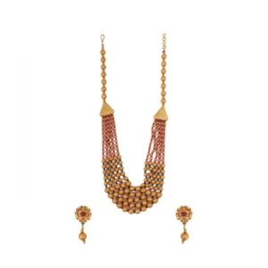 Women's Ethnic Five Layer Brass Mala With Crystal For Women And Girls (Multi Color, Free Size)