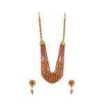 Women's Ethnic Five Layer Brass Mala With Crystal For Women And Girls (Red, Free Size)