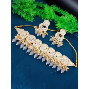 Women's Necklace Chowker Set (Grey, Free Size)