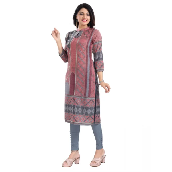 Women's 3/4th Sleeve Masleen Tunic Long Kurti (Coral)