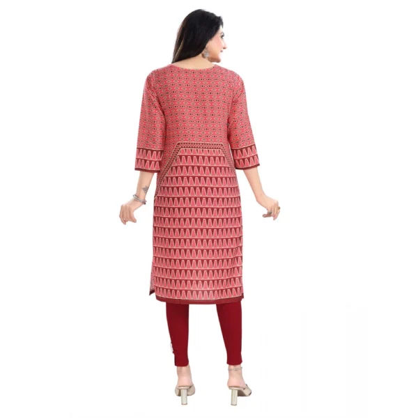 Women's 3/4th Sleeve Cotton Blend Tunic Long Kurti (Pink)