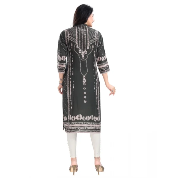 Women's 3/4th Sleeve Masleen Tunic Long Kurti (Olive Green)