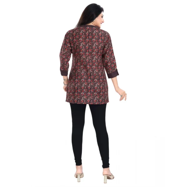 Women's 3/4th Sleeve Viscose Blend Tunic Short Top (Brown)