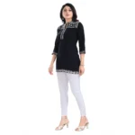 Women's 3/4th Sleeve Viscose Tunic Short Top (Black)