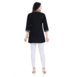 Women's 3/4th Sleeve Viscose Tunic Short Top (Black)