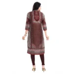 Women's 3/4th Sleeve Masleen Tunic Long Kurti (Brown)