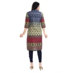 Women's 3/4th Sleeve Cotton Blend Tunic Long Kurti (Multicolor)