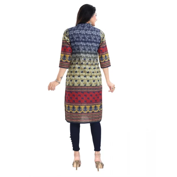 Women's 3/4th Sleeve Cotton Blend Tunic Long Kurti (Multicolor)