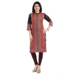 Women's 3/4th Sleeve Cotton Blend Tunic Long Kurti (Multicolor)