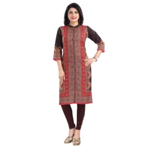 Women's 3/4th Sleeve Cotton Blend Tunic Long Kurti (Multicolor)