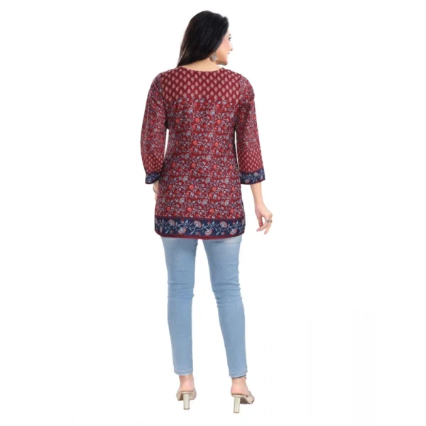 Women's 3/4th Sleeve Summer Cool Tunic Short Top (Maroon)