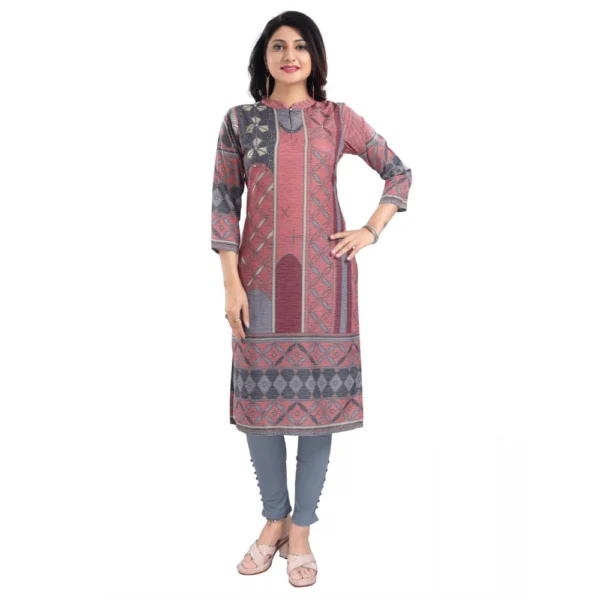 Women's 3/4th Sleeve Masleen Tunic Long Kurti (Coral)