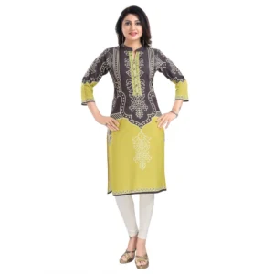 Women's 3/4th Sleeve Cotton Blend Tunic Long Kurti (Multicolor)