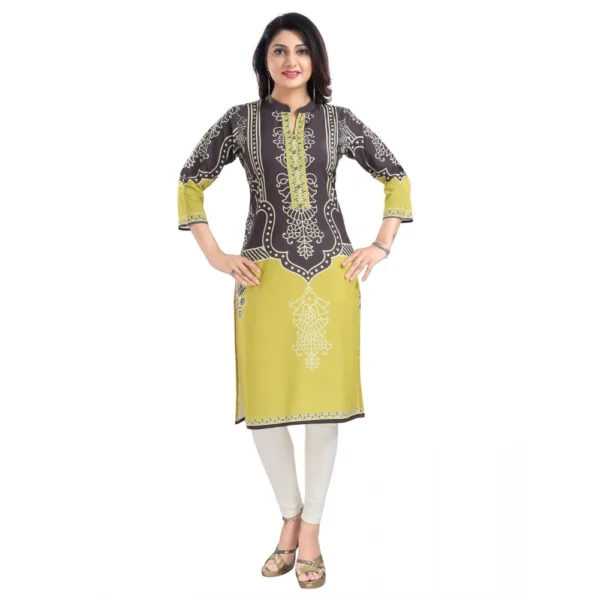 Women's 3/4th Sleeve Cotton Blend Tunic Long Kurti (Multicolor)