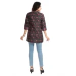 Women's 3/4th Sleeve Viscose Blend Tunic Short Top (Black)