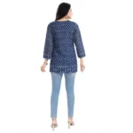 Women's 3/4th Sleeve Summer Cool Tunic Short Top (Blue)