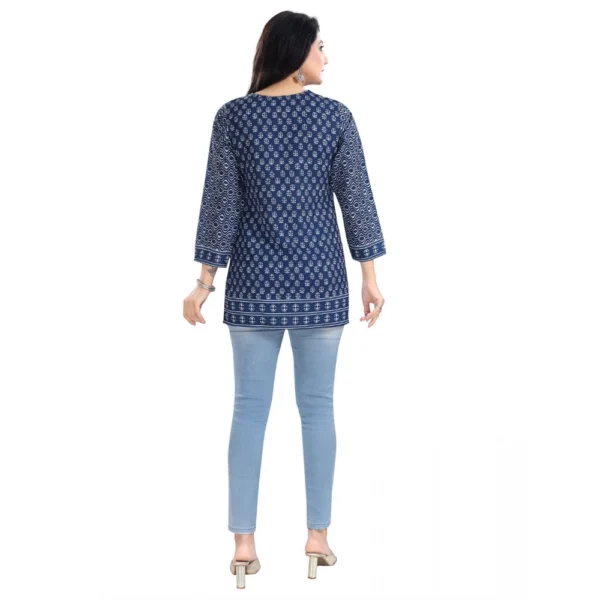 Women's 3/4th Sleeve Summer Cool Tunic Short Top (Blue)