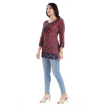 Women's 3/4th Sleeve Summer Cool Tunic Short Top (Maroon)