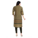 Women's 3/4th Sleeve Cotton Blend Tunic Long Kurti (Yellow)