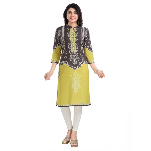 Women's 3/4th Sleeve Cotton Blend Tunic Long Kurti (Multicolor)