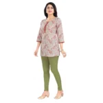 Women's 3/4th Sleeve Viscose Blend Tunic Short Top (Off White)