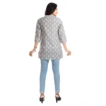 Women's 3/4th Sleeve Viscose Blend Tunic Short Top (Grey)