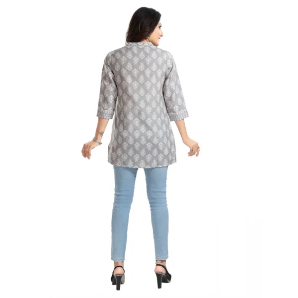 Women's 3/4th Sleeve Viscose Blend Tunic Short Top (Grey)