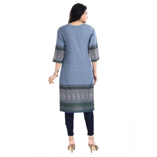 Women's 3/4th Sleeve Cotton Blend Tunic Long Kurti (Blue)