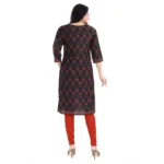 Women's 3/4th Sleeve Cotton Blend Tunic Long Kurti (Grey)
