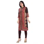 Women's 3/4th Sleeve Cotton Blend Tunic Long Kurti (Multicolor)