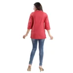 Women's 3/4th Sleeve Polyester Blend Tunic Short Top (Red)