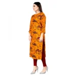 Women's Rayon Foil Printed Straight Kurti (MustardYellow)