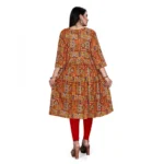 Women's Rayon Foil Printed Straight Kurti (Yellow)