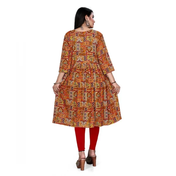 Women's Rayon Foil Printed Straight Kurti (Yellow)