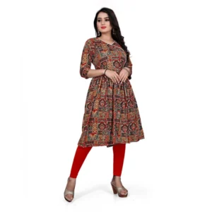 Women's Rayon Foil Printed Straight Kurti (Multi Color)