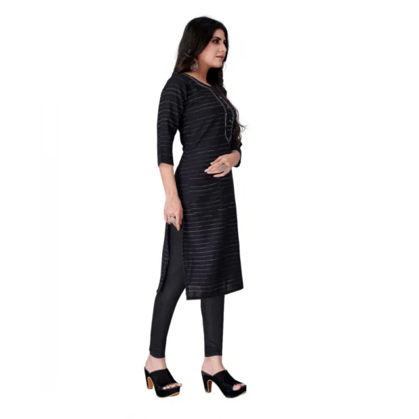 Women's Cotton Mill Printed  Straight Kurti (Black)