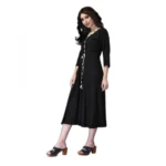 Women's Rayon Lace Straight Kurti (Black)