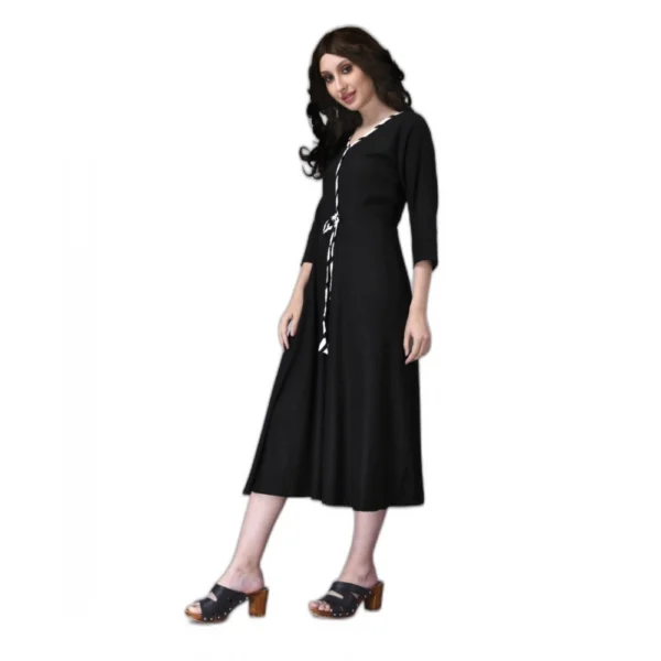 Women's Rayon Lace Straight Kurti (Black)
