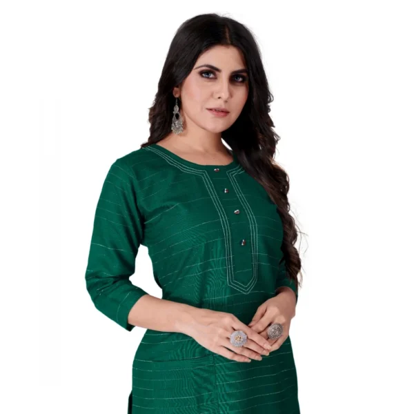 Women's Cotton Mill Printed  Straight Kurti (Green)