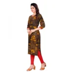 Women's Rayon Foil Printed Straight Kurti (MehandhiGreen)
