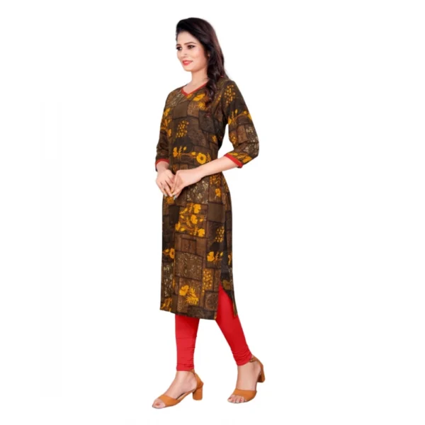 Women's Rayon Foil Printed Straight Kurti (MehandhiGreen)