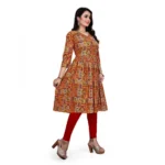 Women's Rayon Foil Printed Straight Kurti (Yellow)