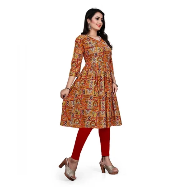 Women's Rayon Foil Printed Straight Kurti (Yellow)