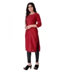 Women's Cotton Mill Printed  Straight Kurti (Red)