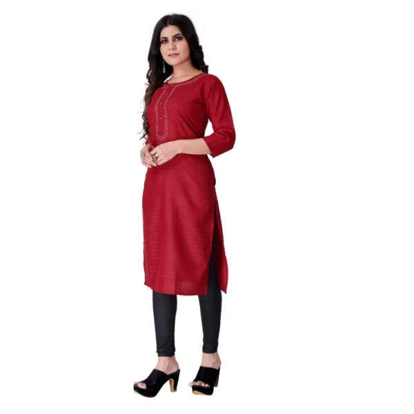 Women's Cotton Mill Printed  Straight Kurti (Red)