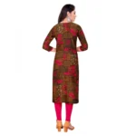 Women's Rayon Foil Printed Straight Kurti (Pink)