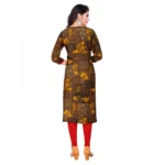 Women's Rayon Foil Printed Straight Kurti (MehandhiGreen)