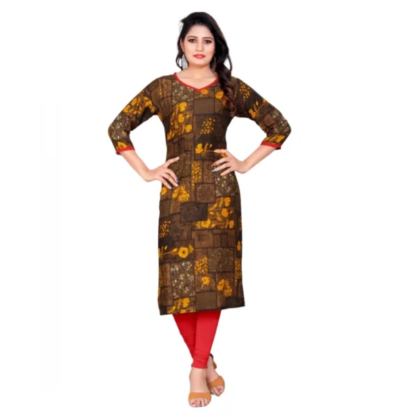 Women's Rayon Foil Printed Straight Kurti (MehandhiGreen)