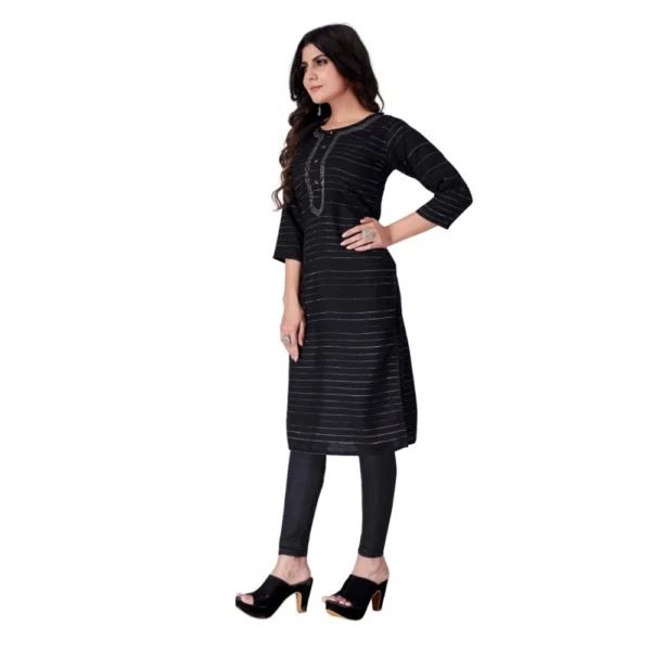 Women's Cotton Mill Printed  Straight Kurti (Black)